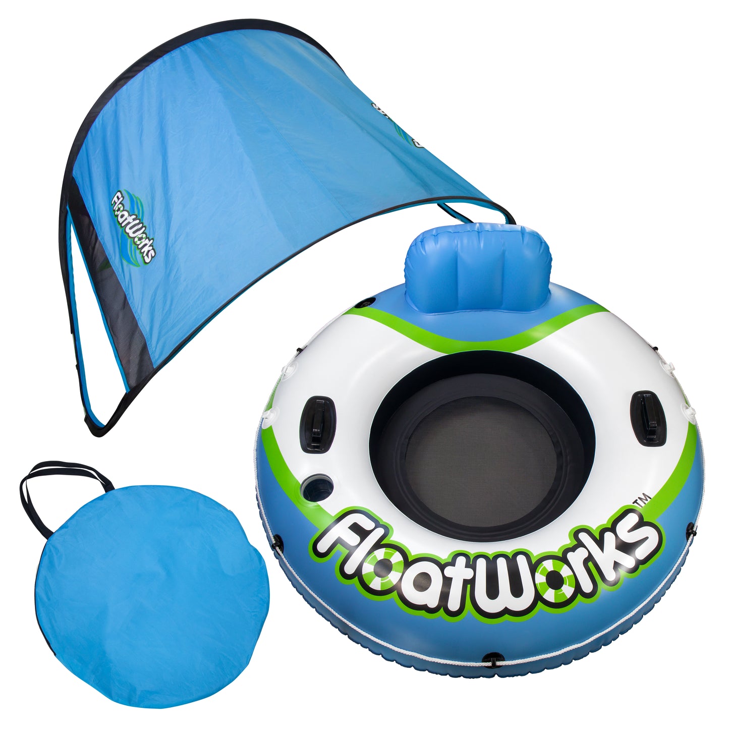 Floatworks 53in River Tube with Detachable Sun Shade Canopy