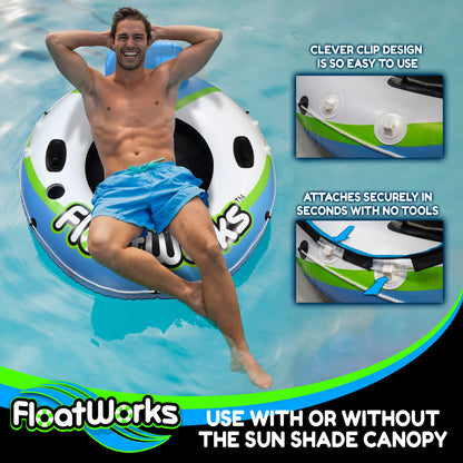 Floatworks 53in River Tube with Detachable Sun Shade Canopy