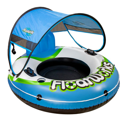 Floatworks 53in River Tube with Detachable Sun Shade Canopy